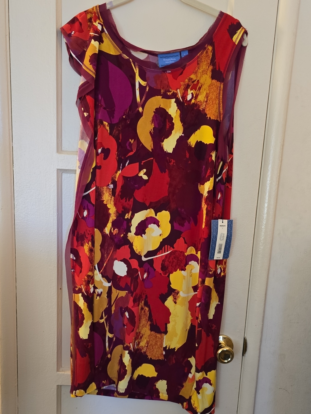 Sleeveless Floral Shift Dress in Red & Yellow